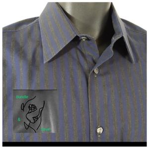 BEN SHERMAN Smoky Blue & Grey Striped Cotton Shirt EUC Drycleaned